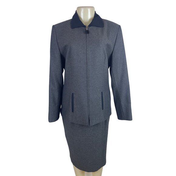 Sag Harbor Suit Ladies Grey Jacket & Skirt Set Formal Office Wear Sz 10 - New - Picture 1 of 15